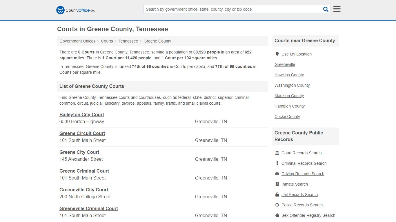 Courts - Greene County, TN (Court Records & Calendars)