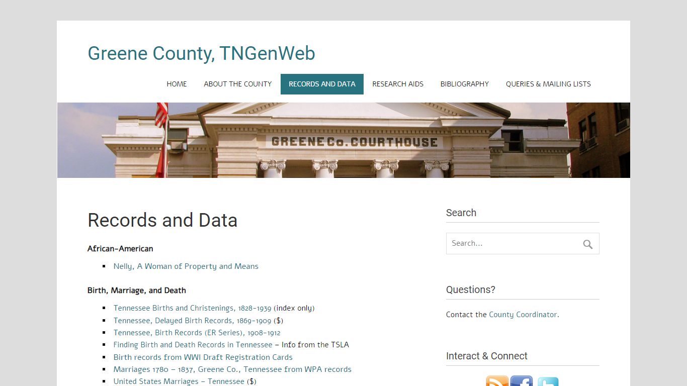 Records and Data | Greene County, TNGenWeb